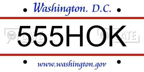 555HOK District Of Columbia License Plate