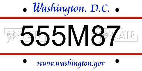 555M87 District Of Columbia License Plate