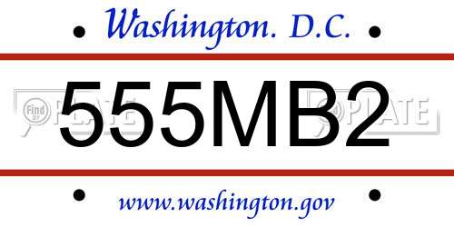 555MB2 District Of Columbia License Plate