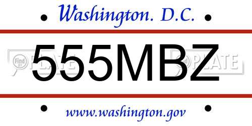 555MBZ District Of Columbia License Plate
