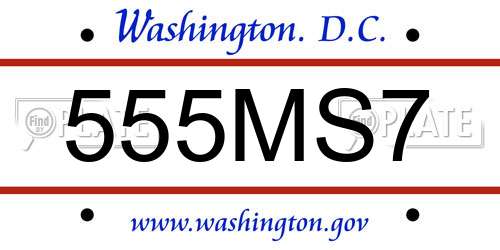 555MS7 District Of Columbia License Plate