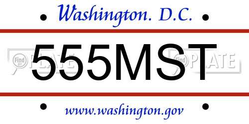 555MST District Of Columbia License Plate