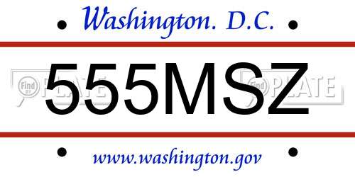 555MSZ District Of Columbia License Plate