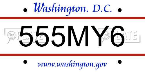 555MY6 District Of Columbia License Plate