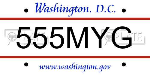 555MYG District Of Columbia License Plate