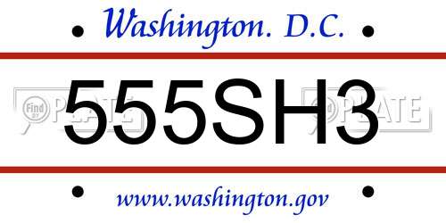 555SH3 District Of Columbia License Plate