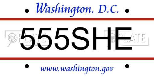 555SHE District Of Columbia License Plate