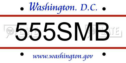 555SMB District Of Columbia License Plate