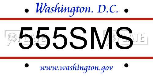 555SMS District Of Columbia License Plate