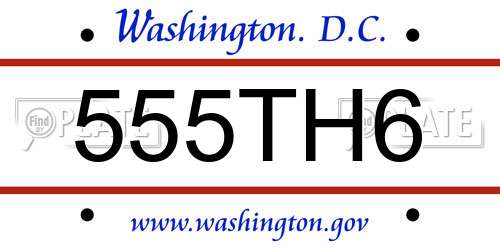 555TH6 District Of Columbia License Plate