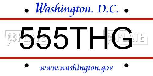 555THG District Of Columbia License Plate