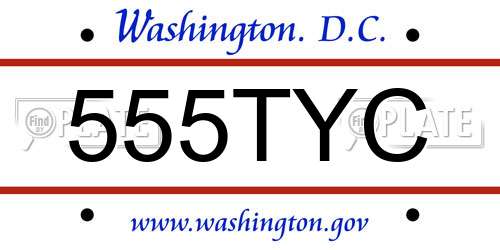 555TYC District Of Columbia License Plate