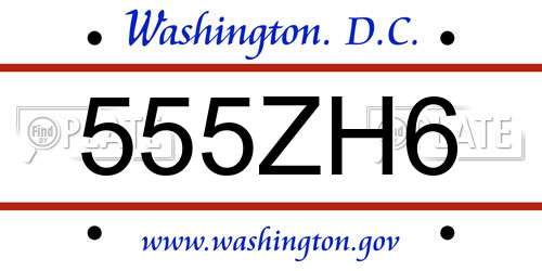 555ZH6 District Of Columbia License Plate