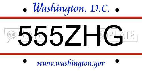 555ZHG District Of Columbia License Plate