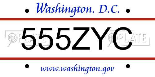 555ZYC District Of Columbia License Plate