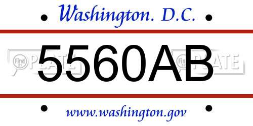 5560AB District Of Columbia License Plate