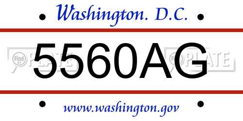 5560AG District Of Columbia License Plate