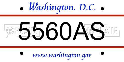 5560AS District Of Columbia License Plate