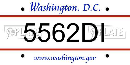 5562DI District Of Columbia License Plate