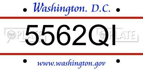 5562QI District Of Columbia License Plate