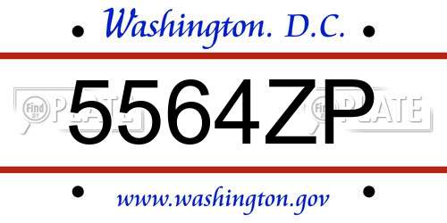 5564ZP District Of Columbia License Plate