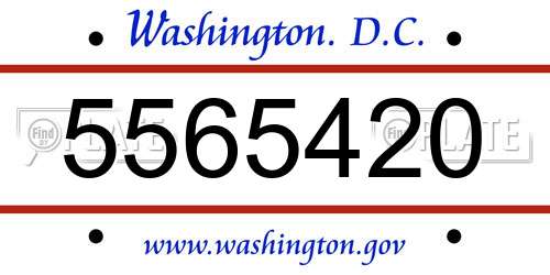 5565420 District Of Columbia License Plate