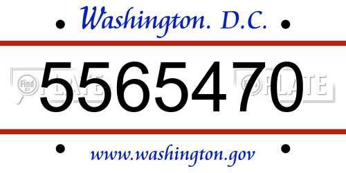5565470 District Of Columbia License Plate