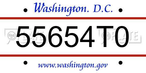 55654T0 District Of Columbia License Plate