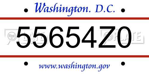 55654Z0 District Of Columbia License Plate