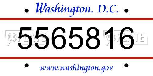 5565816 District Of Columbia License Plate