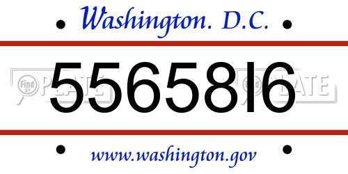 55658I6 District Of Columbia License Plate