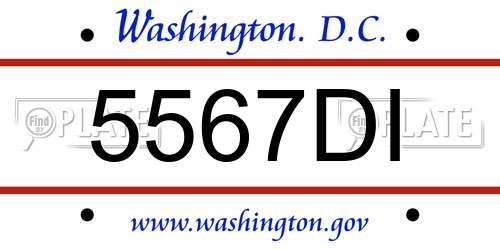5567DI District Of Columbia License Plate