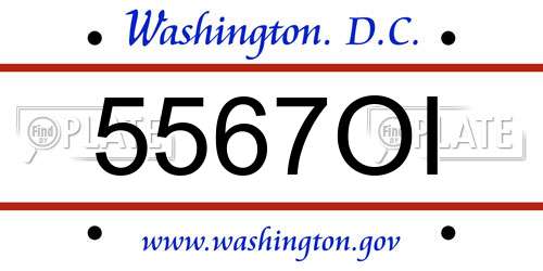5567OI District Of Columbia License Plate