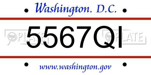 5567QI District Of Columbia License Plate