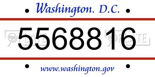5568816 District Of Columbia License Plate