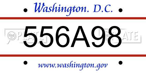 556A98 District Of Columbia License Plate