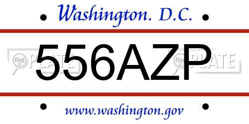 556AZP District Of Columbia License Plate