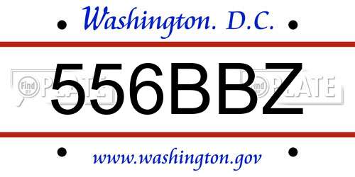 556BBZ District Of Columbia License Plate