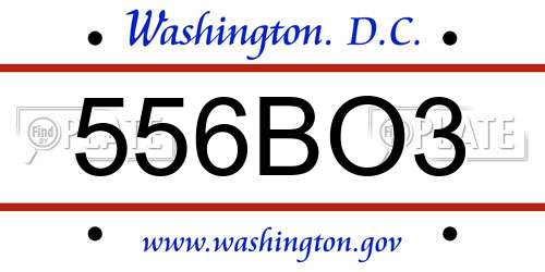 556BO3 District Of Columbia License Plate