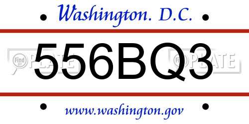 556BQ3 District Of Columbia License Plate