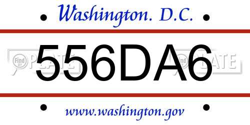 556DA6 District Of Columbia License Plate