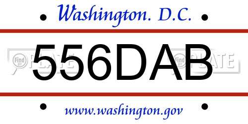 556DAB District Of Columbia License Plate