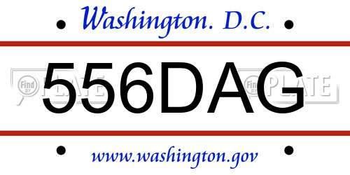 556DAG District Of Columbia License Plate