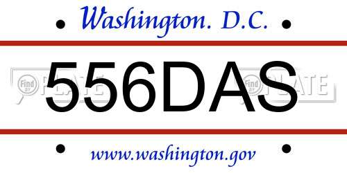 556DAS District Of Columbia License Plate