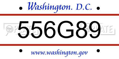 556G89 District Of Columbia License Plate