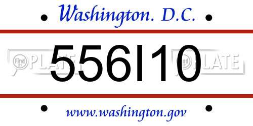 556I10 District Of Columbia License Plate