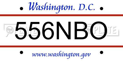 556NBO District Of Columbia License Plate