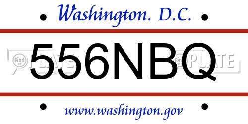 556NBQ District Of Columbia License Plate