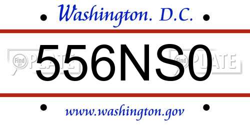 556NS0 District Of Columbia License Plate