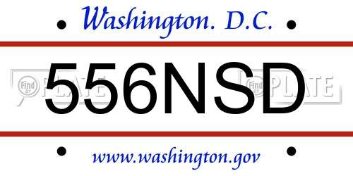 556NSD District Of Columbia License Plate
